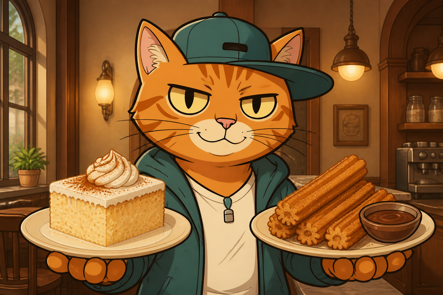 Marcel serving Spanish pastries